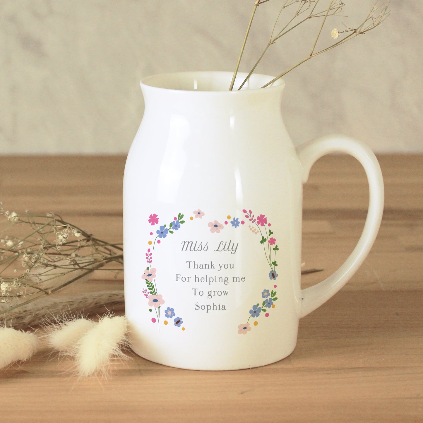 Personalised Floral Flower Jug - Free Delivery - Birthday Gift