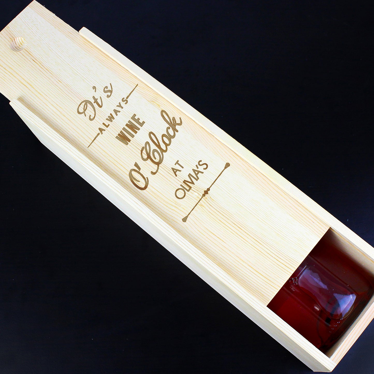 Personalised O’Clock Wooden Wine Bottle Box