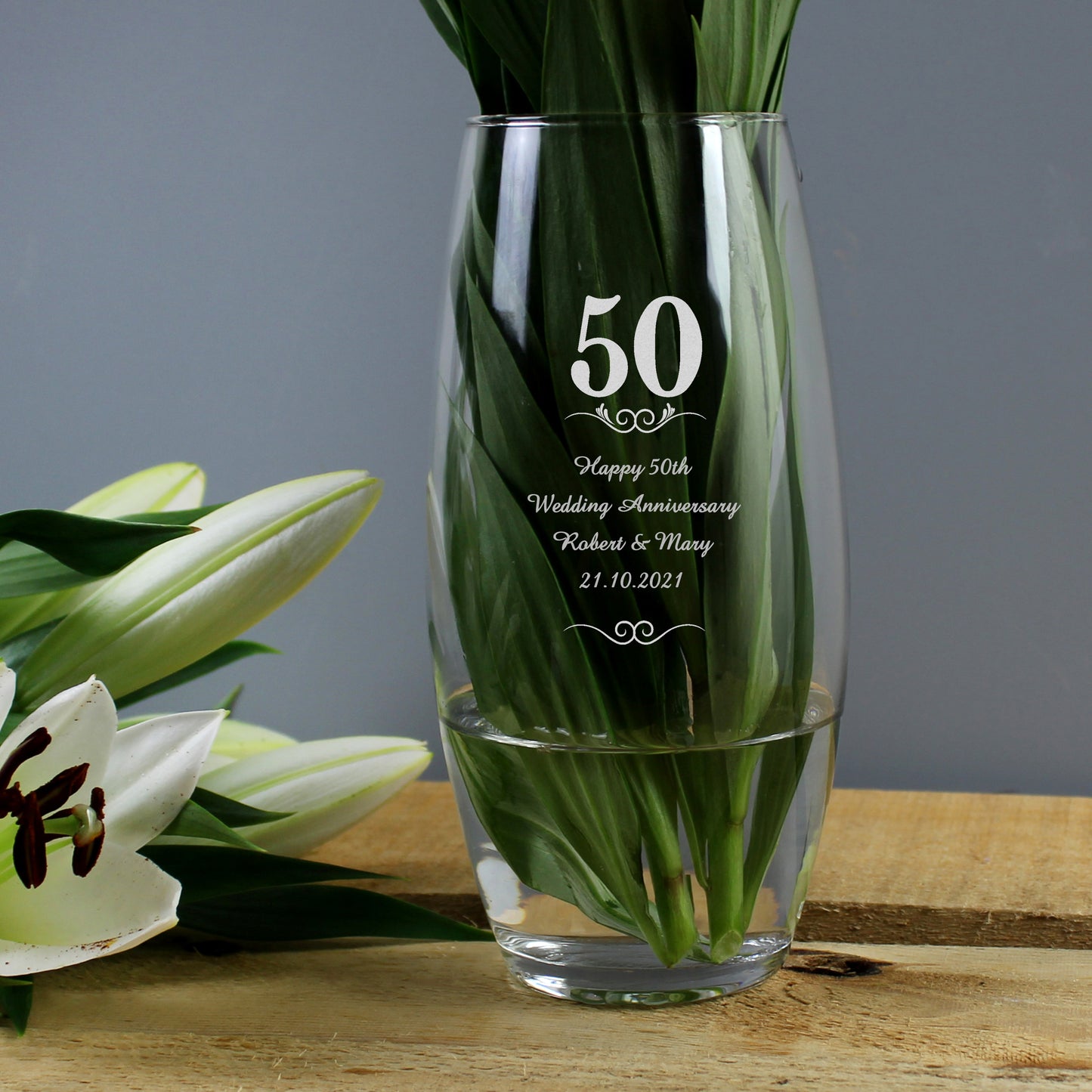 Personalised 50th Anniversary Bullet Glass Vase