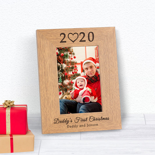 Personalised Daddy’s First Christmas Wooden Photo Frame