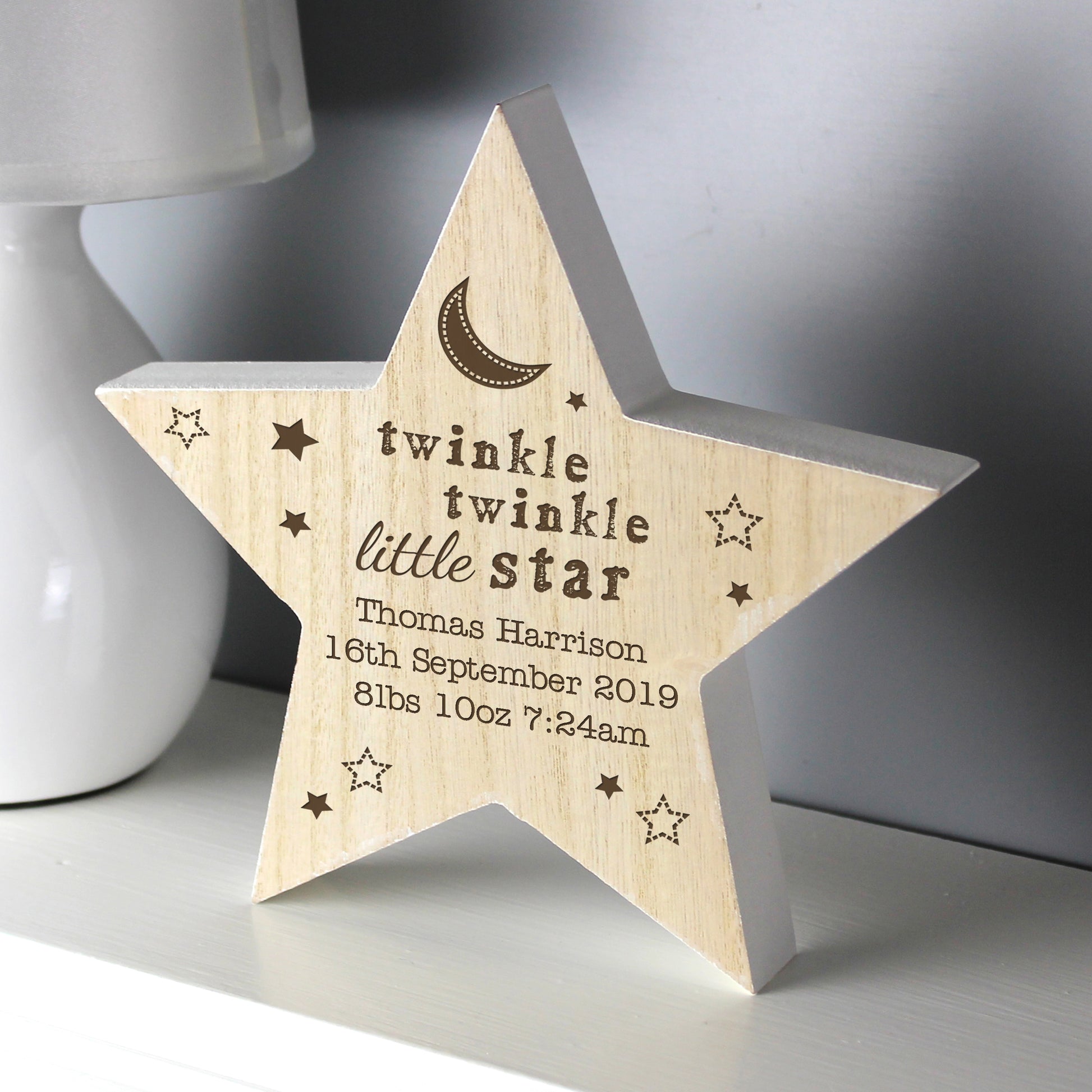 Personalised Twinkle Twinkle Little Star Freestanding Wooden Star