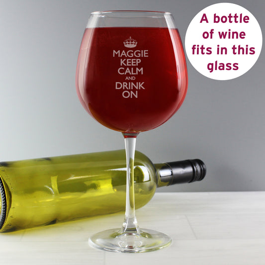Personalised Keep Calm Giant Wine Glass