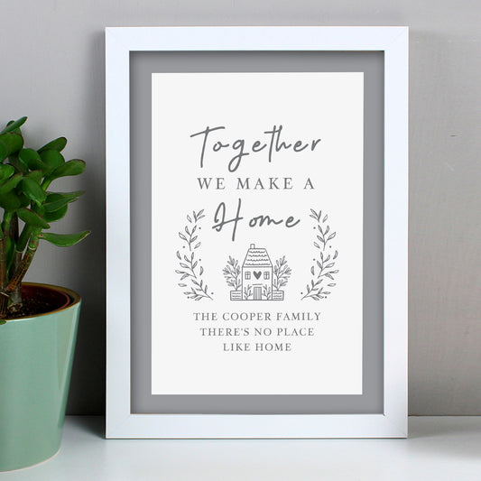 Personalised HOME White A4 Framed Wall Art | New Home | House Gift