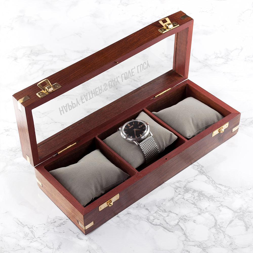 Personalised 3 Piece Wooden Watch Box