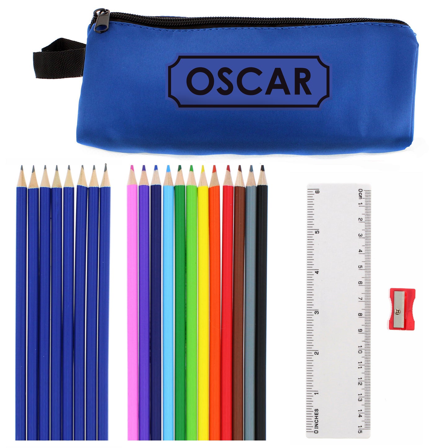 Personalised Blue Pencil Case and None Personalised Content
