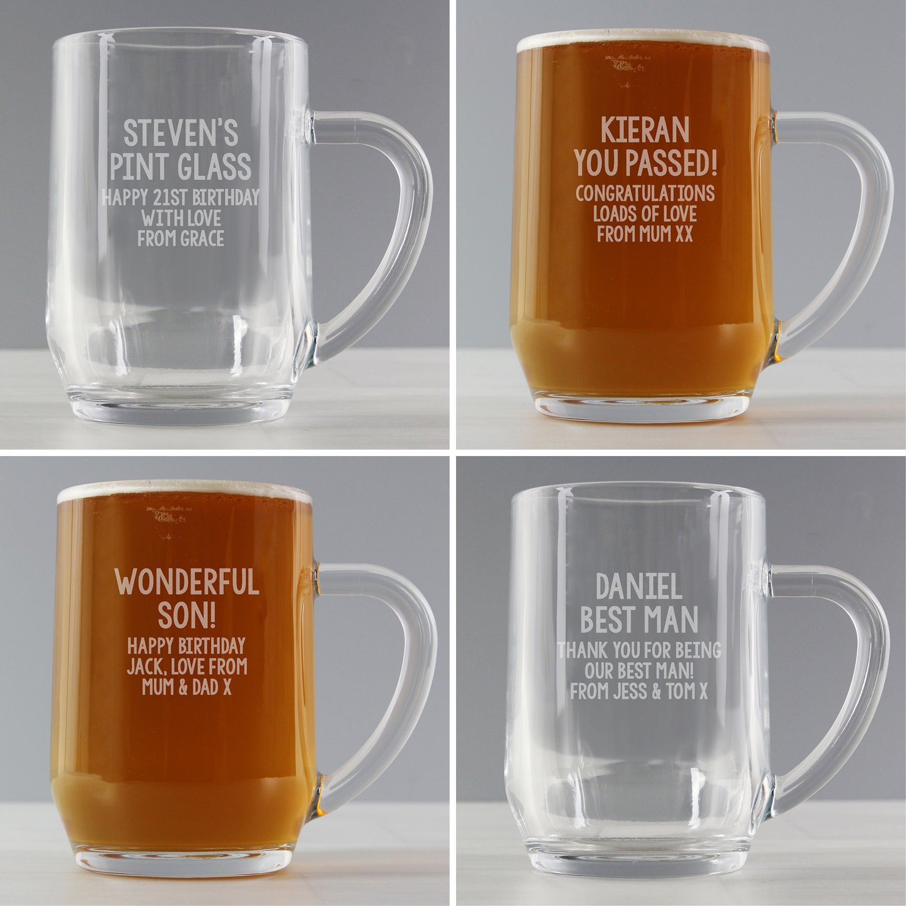 Personalised Free Text Tankard Glass | Gifts For Him | Dad | Grandad