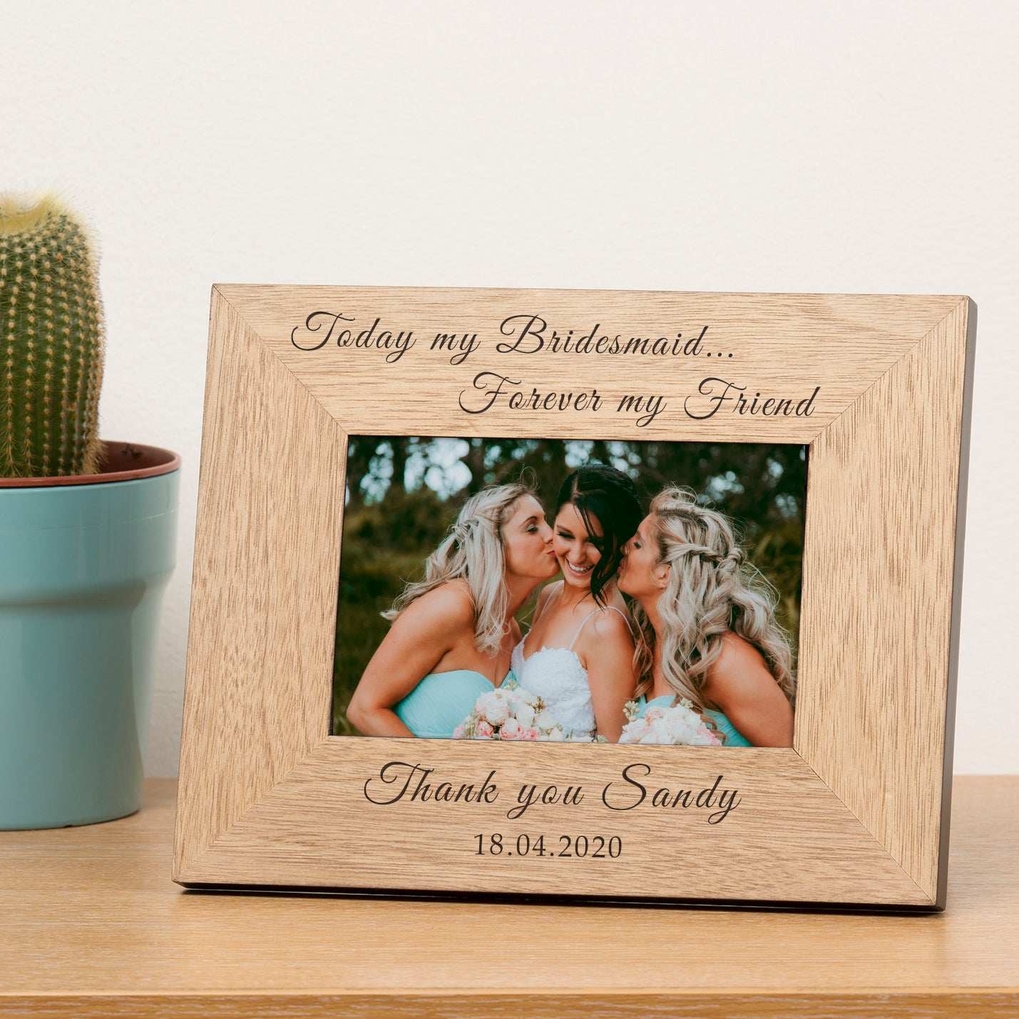 Personalised Bridesmaid Wooden Photo Frame - PCS Cufflinks & Gifts