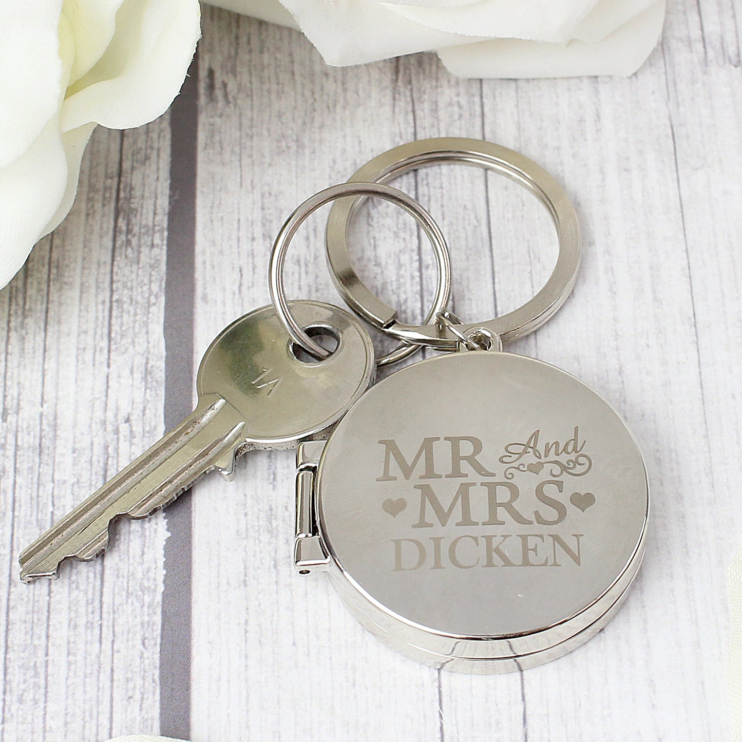Personalised Mr and Mrs Photo Locket Keyring