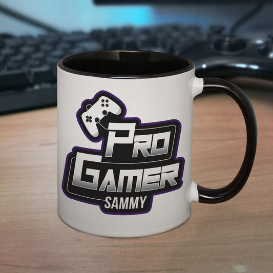 Personalised Pro Gamer Black Inside 11oz Mug