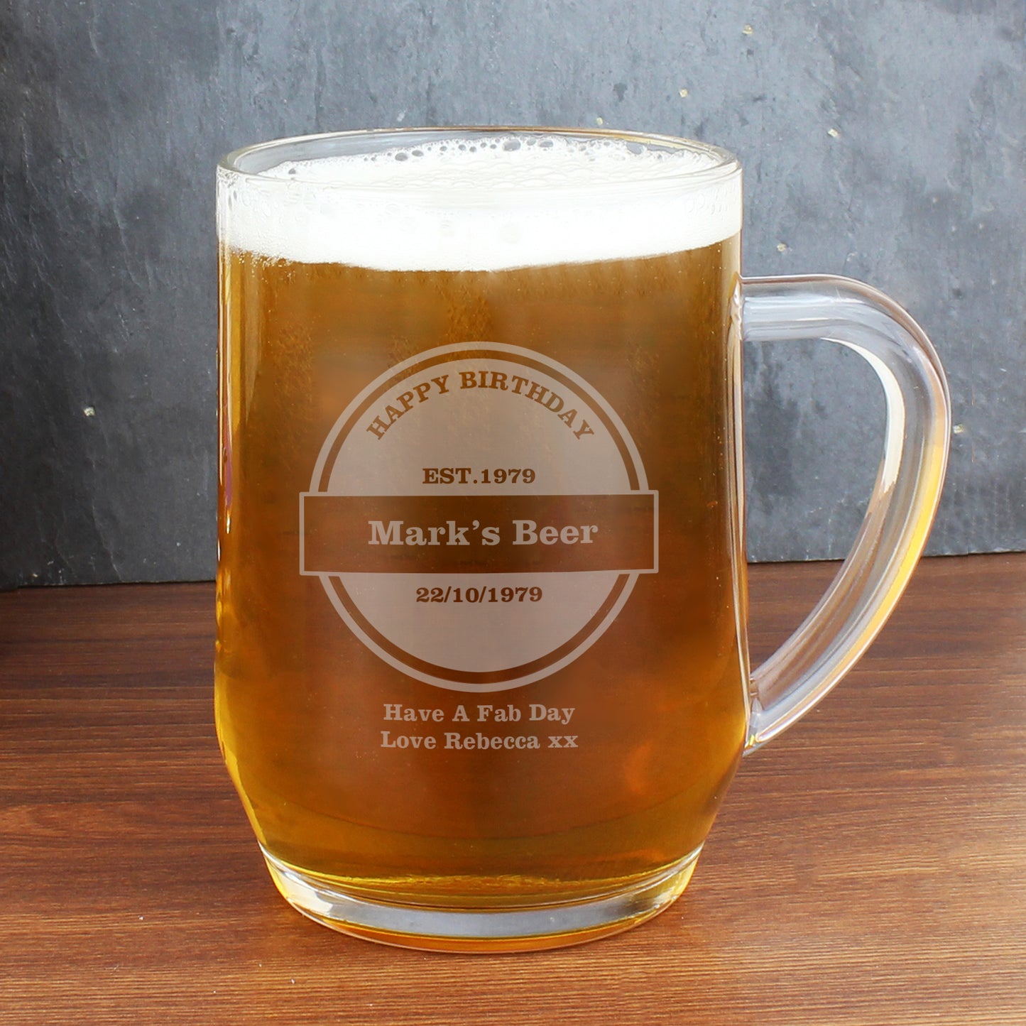 Personalised Established Beer Label Tankard Glass