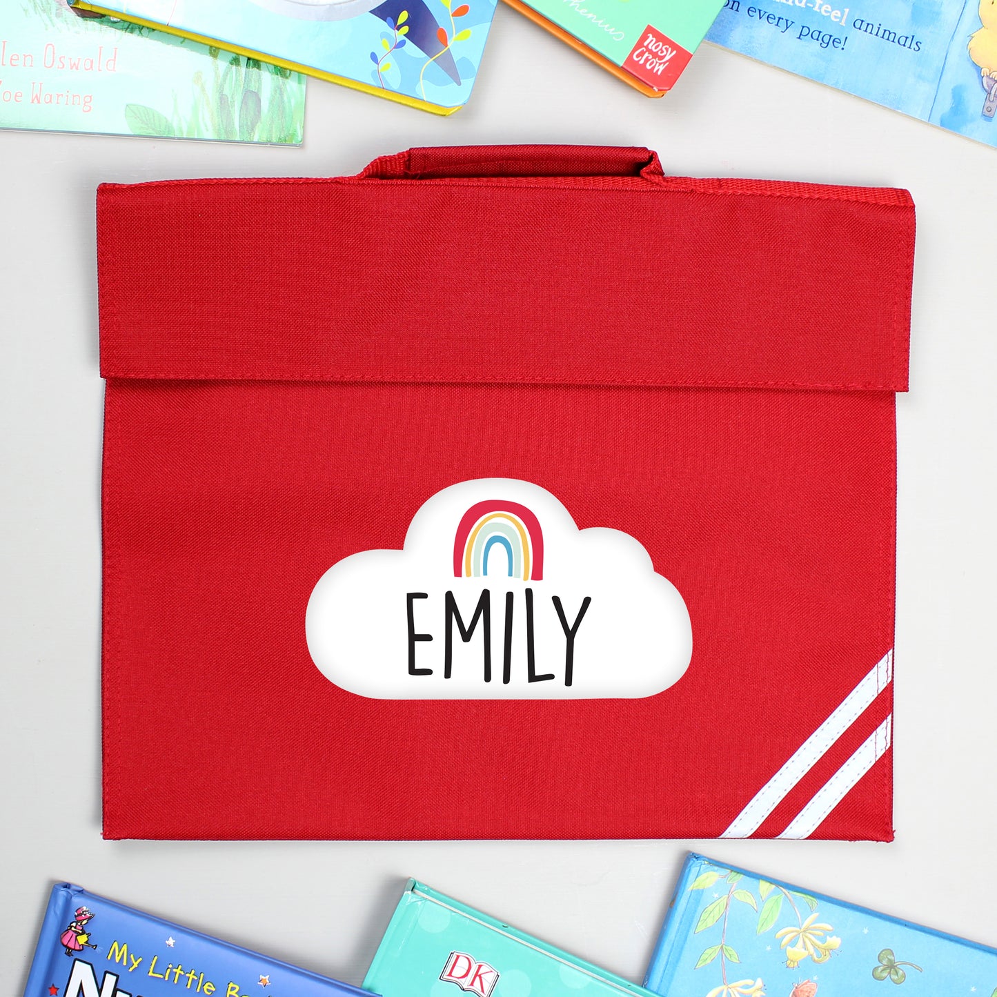 Personalised Rainbow Red School Book Bag