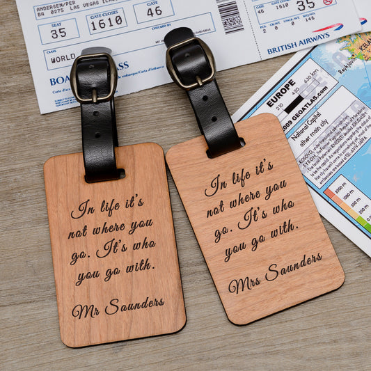 Pair of Wedding Luggage Tags - Wooden