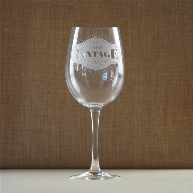 Engraved Birthday Milestone Vintage Crystal Wine Glass