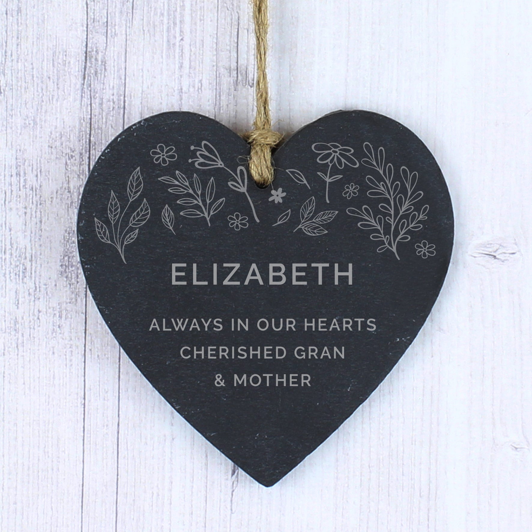 Personalised Floral Slate Heart Sign