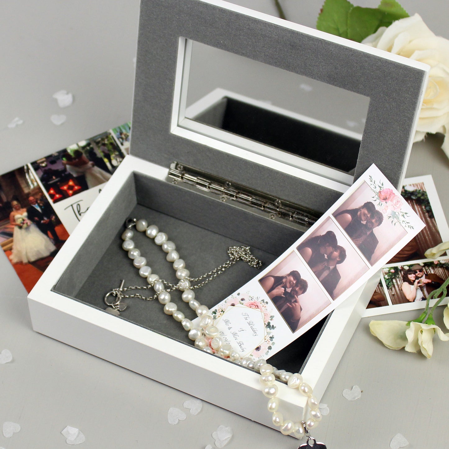 Personalised Silver Elegant Wooden Jewellery Box - Gift For Her