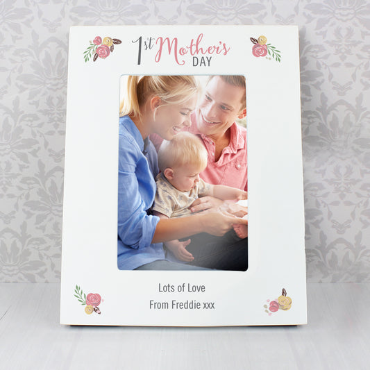 Personalised Floral Bouquet 1st Mothers Day 4x6 Photo Frame Gifts Idea