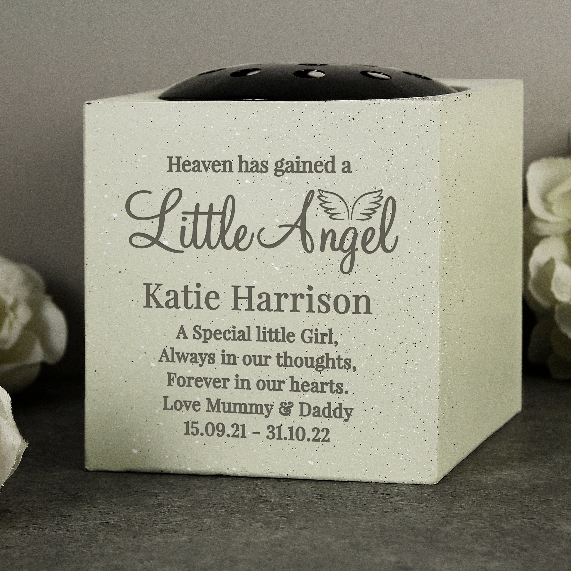 Personalised Little Angel Memorial Grave Vase