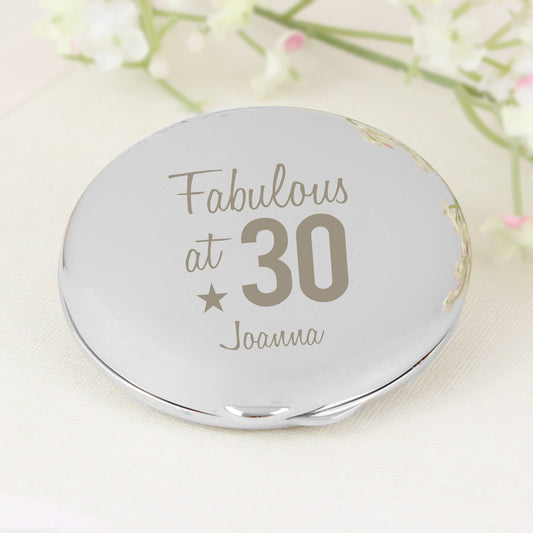 Personalised Fabulous 30th Birthday Compact Mirror