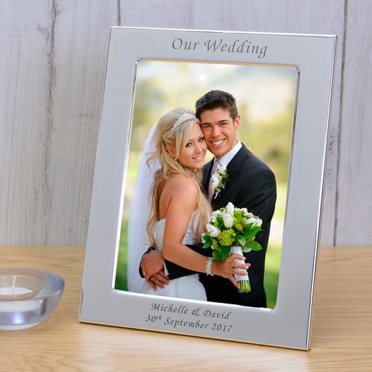 Engraved Our Wedding Silver Plated Photo Frame 6x4