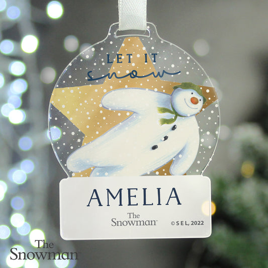 Personalised The Snowman Acrylic Christmas Decoration