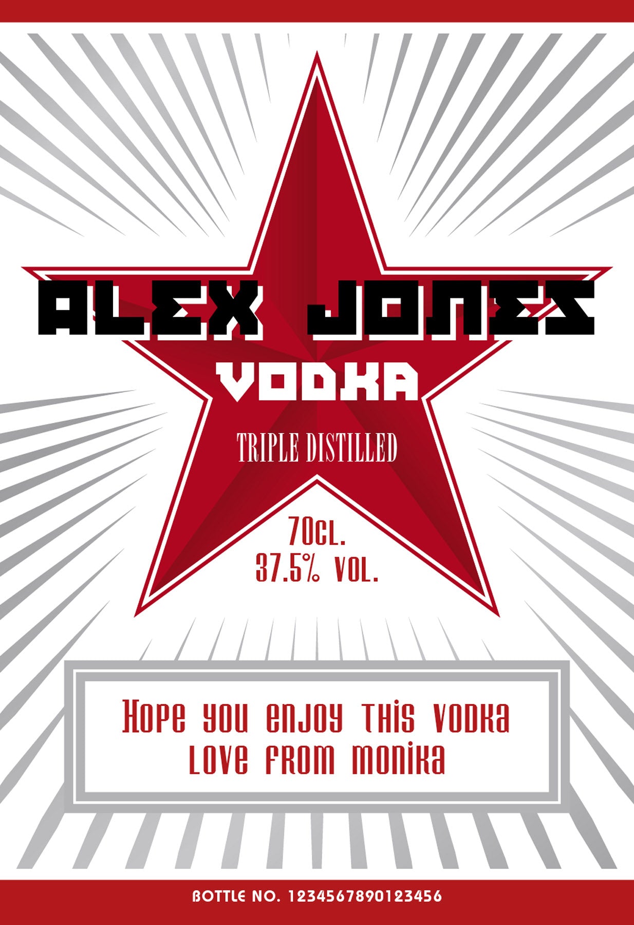 Personalised Red Star Vodka Bottle