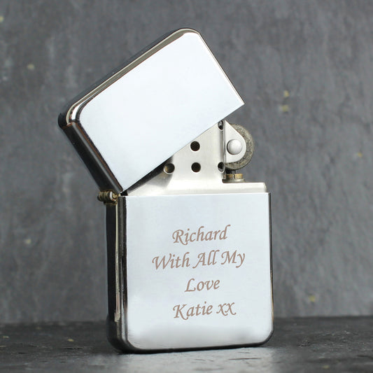 Personalised Any Message Silver Lighter