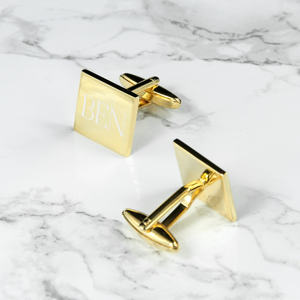 Personalised Square Gold Plated Cufflinks - Free Delivery 