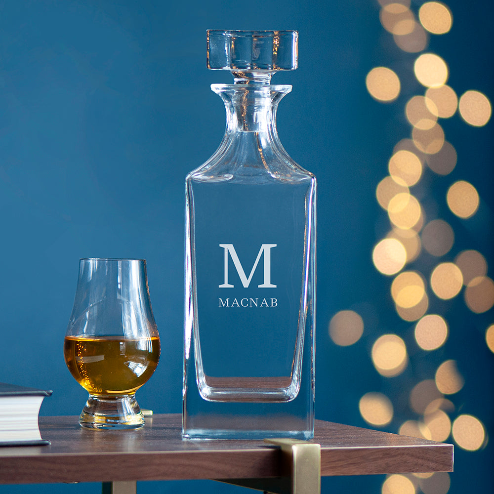 Personalised Timeless Monogram Square Whisky Decanter