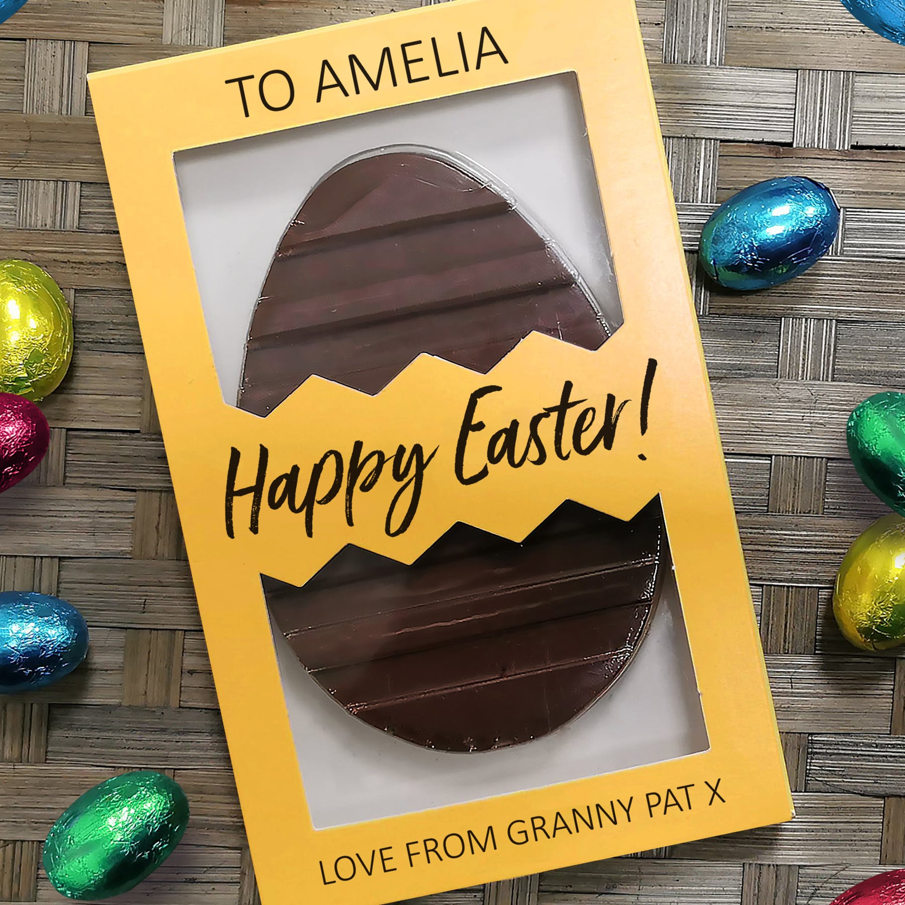 Personalised Letterbox Chocolate Easter Egg – Free Text