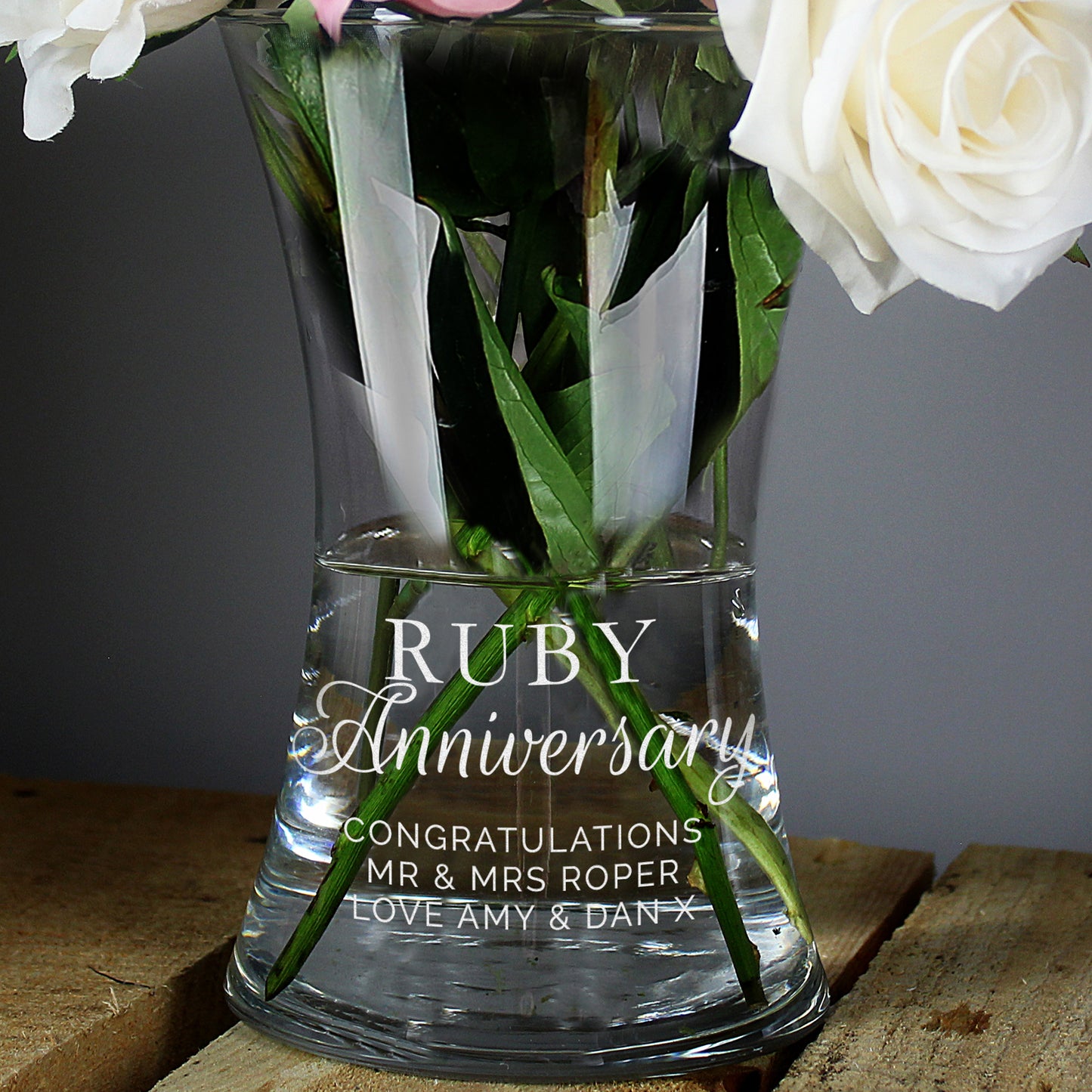 Personalised 'Ruby Anniversary' Glass Vase | 40th Anniversary Gift