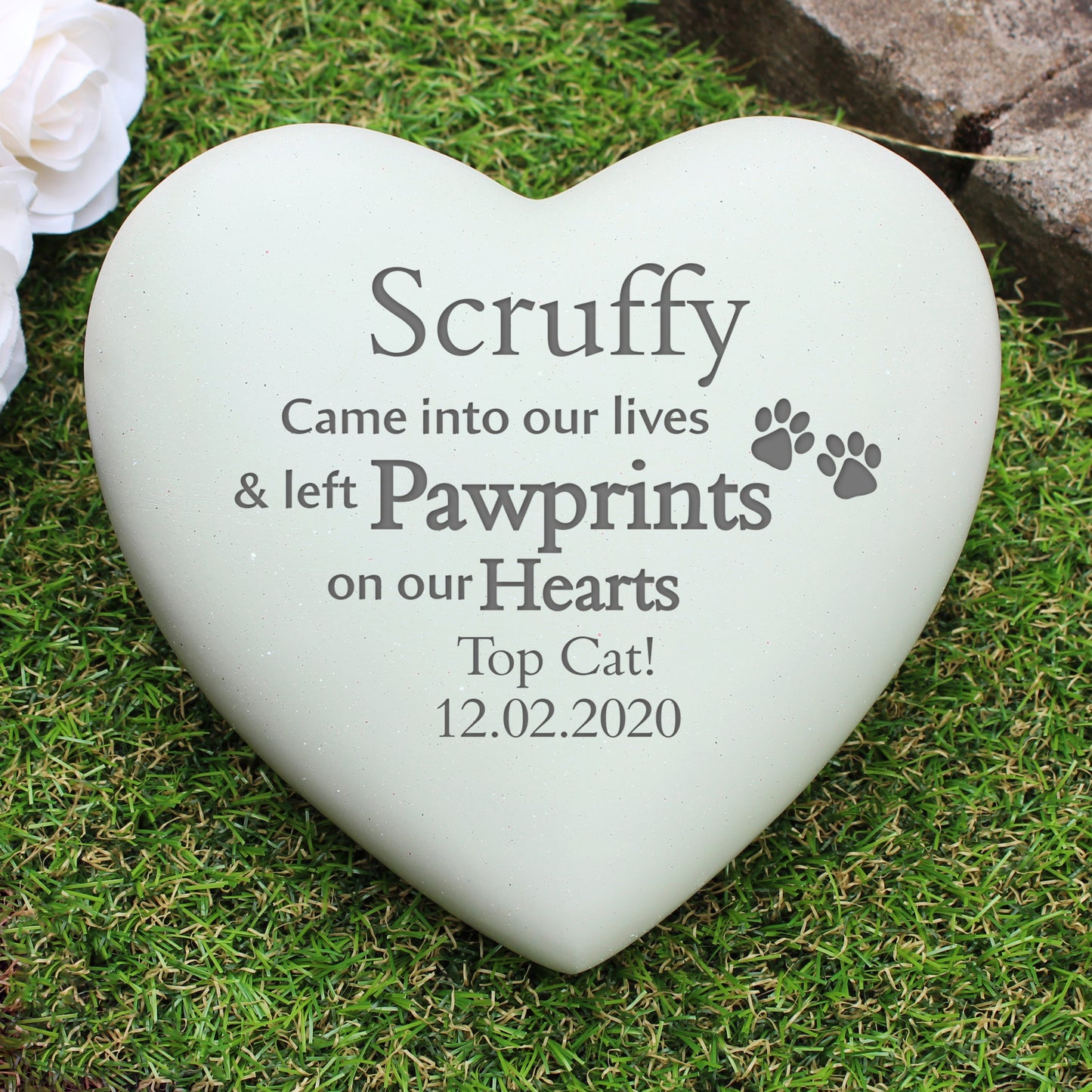 Personalised Pet Pawprints Heart Plaque Memorial