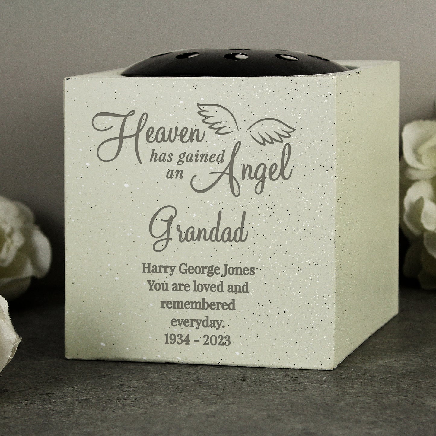 Personalised Heaven Has An Gained Angel Memorial Grave Vase