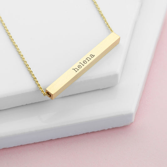 Personalised Horizontal Bar Necklace - Gold Plated