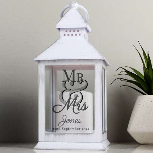 Personalised Wedding Mr & Mrs White Lantern | Gift Idea