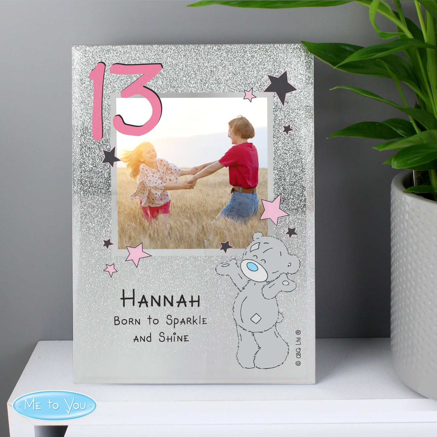 Personalised Me To You Birthday 4x4 Glitter Glass Photo Frame
