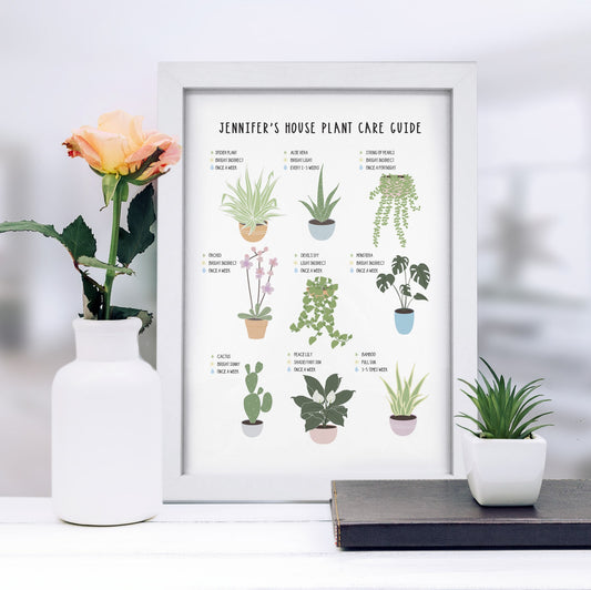 Personalised Plants Care Guide A4 Framed Print