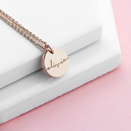 Personalised Disc Necklace - 18ct Rose Gold Plating