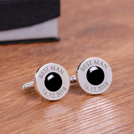 Personalised Wedding Party Cufflinks - Black Or White