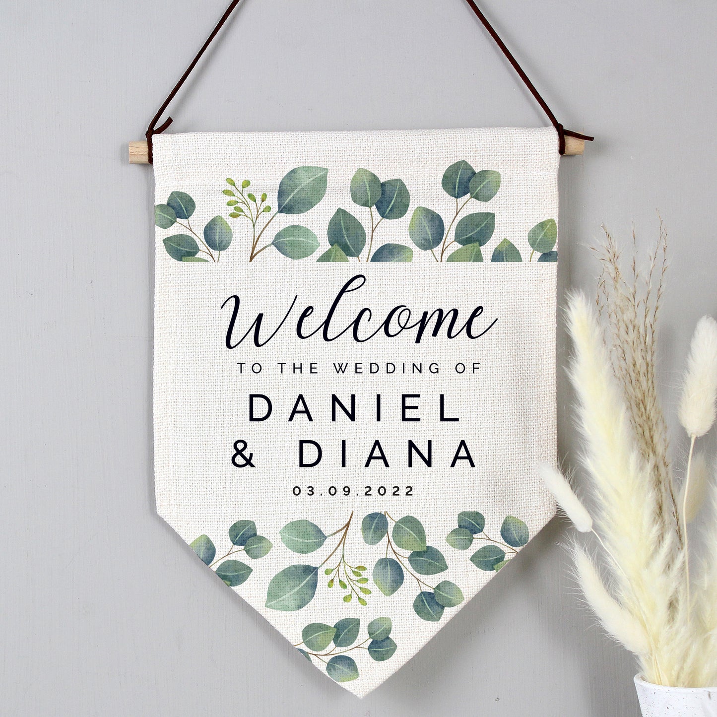 Personalised Welcome To The Wedding Of Hanging Banner Sign