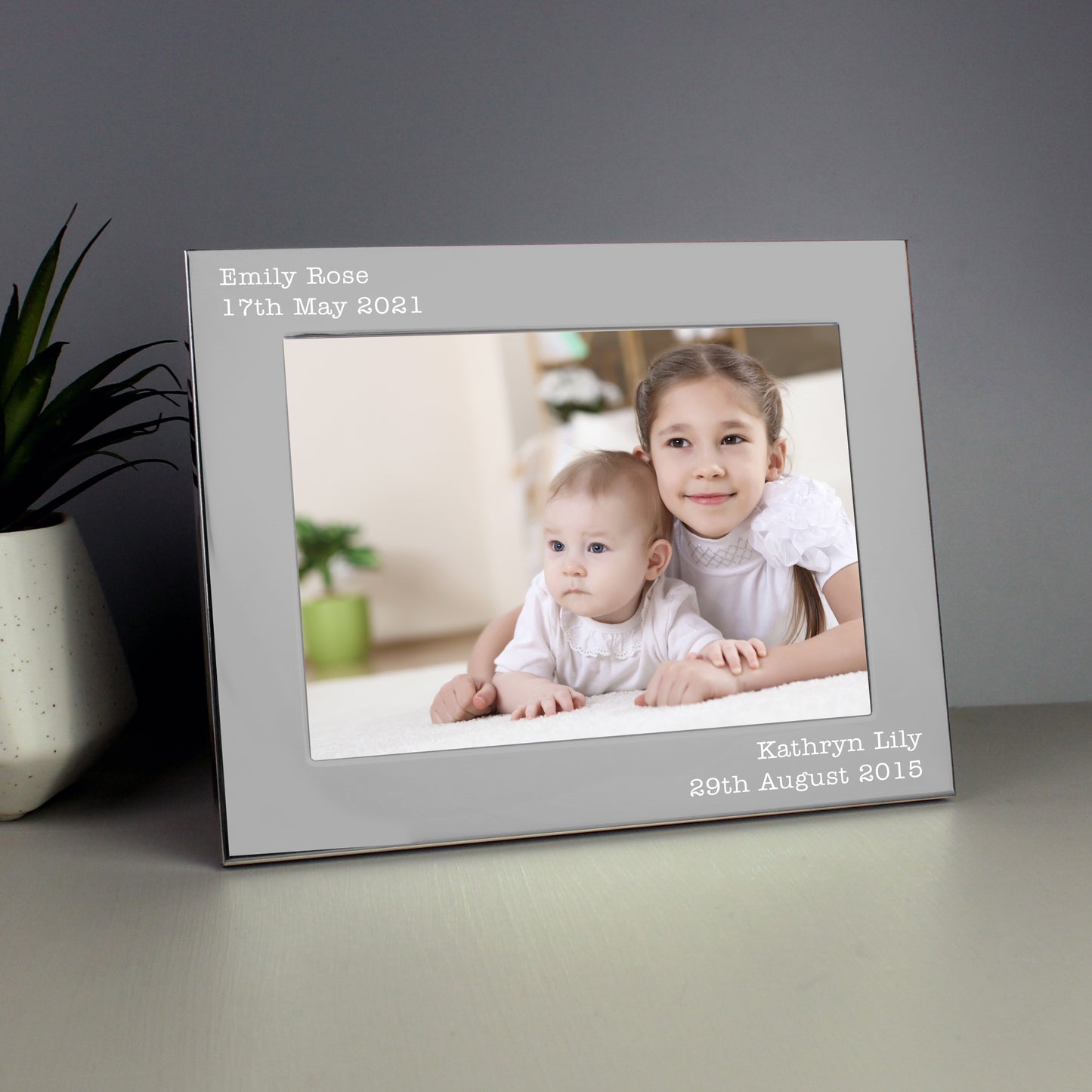 Personalised Any Message 5 x 7 Silver Photo Frame