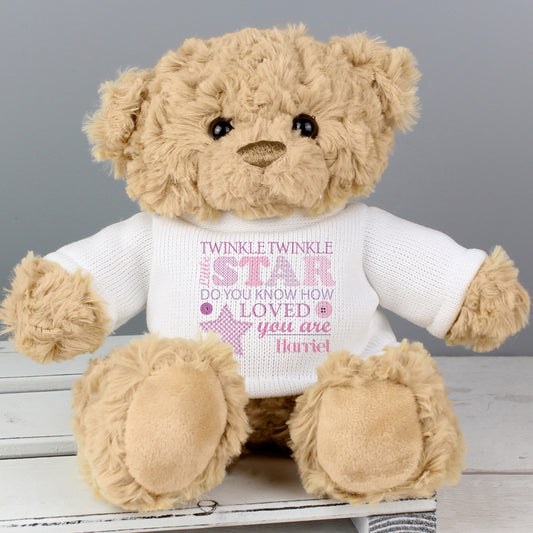 Personalised Twinkle Twinkle Little Star Girls Teddy Bear