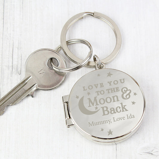 Personalised Love You To The Moon and Back Photo Locket Keyring