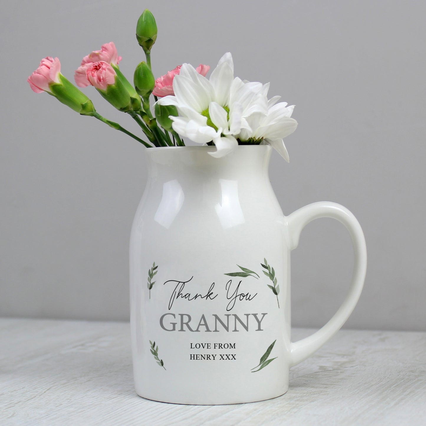 Personalised Botanical Flower Jug Vase - Free Delivery