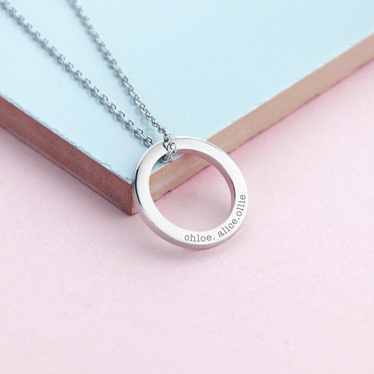 Personalised Family Ring Necklace - Sterling Silver Plating