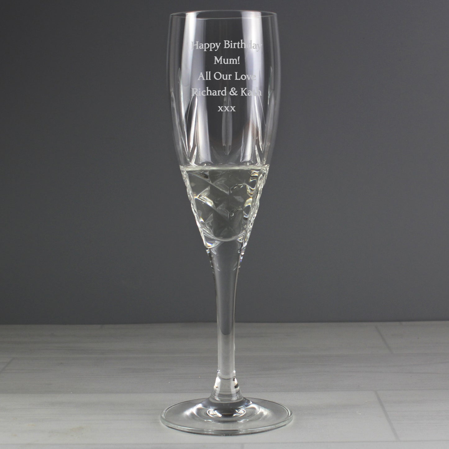 Personalised Cut Crystal Champagne Flute Glass