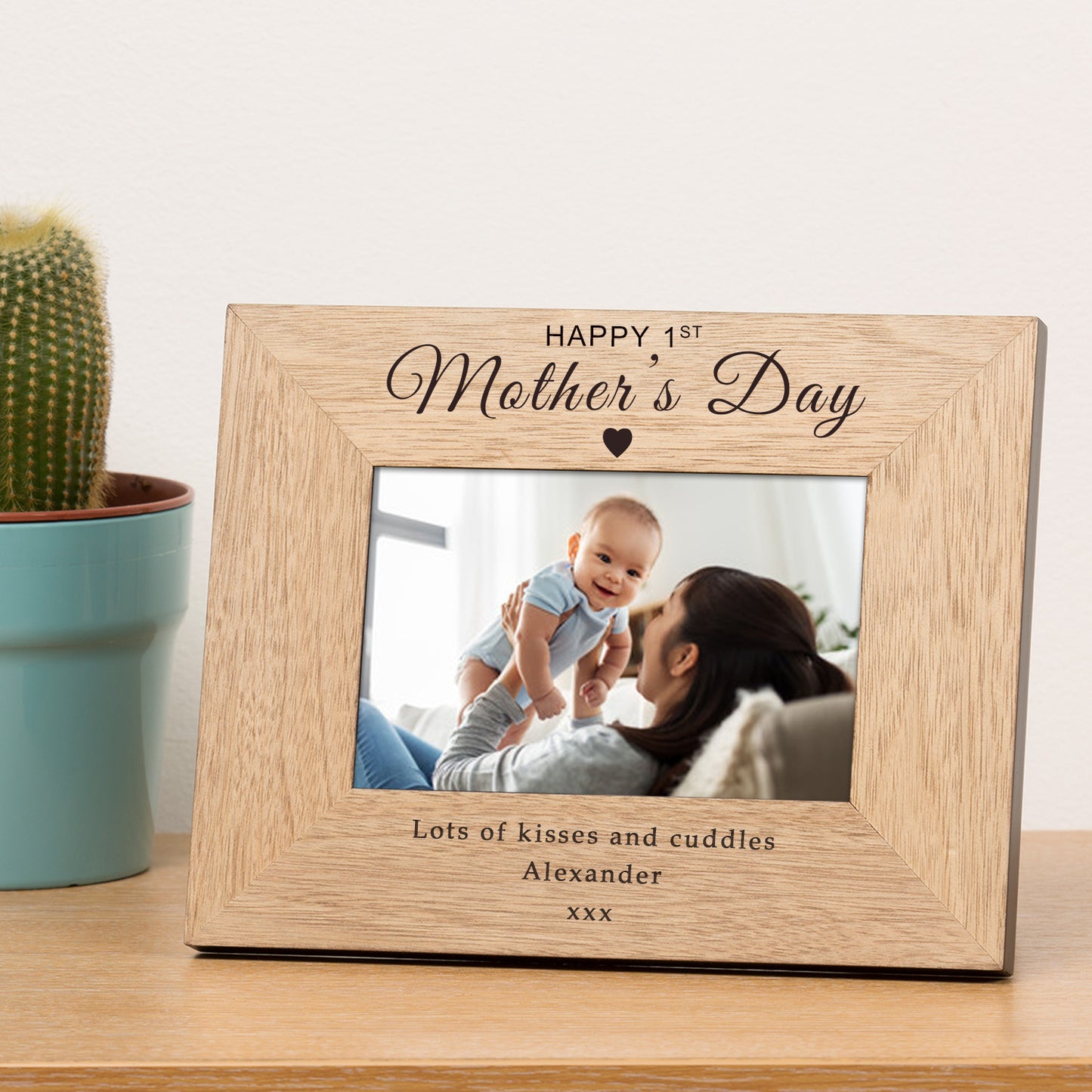 Personalised Happy 1st Mothers Day Wood Photo Frame 6x4