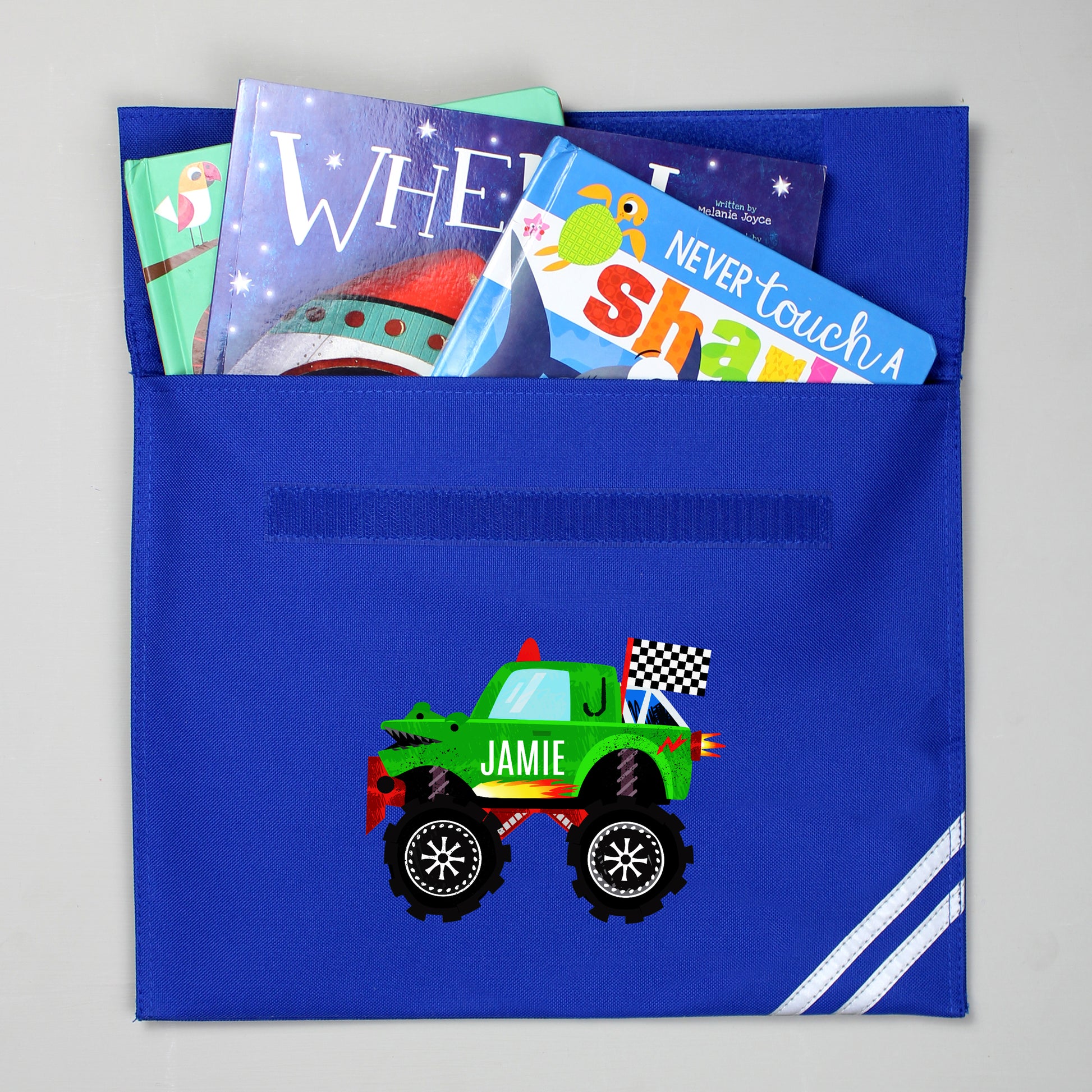 Personalised Monster Truck Blue School Book Bag