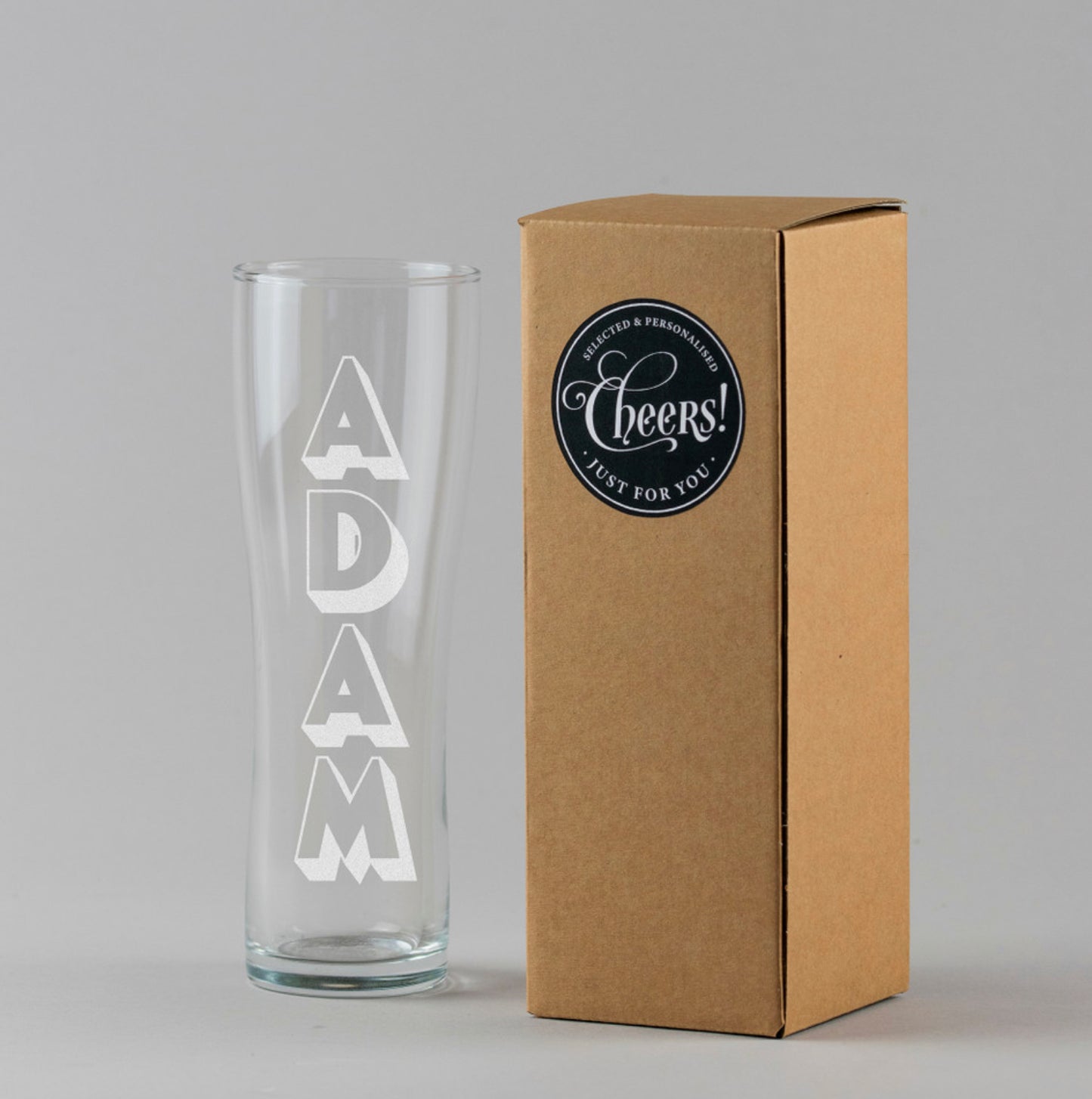 Personalised Shadowed Font Tall Pint Glass
