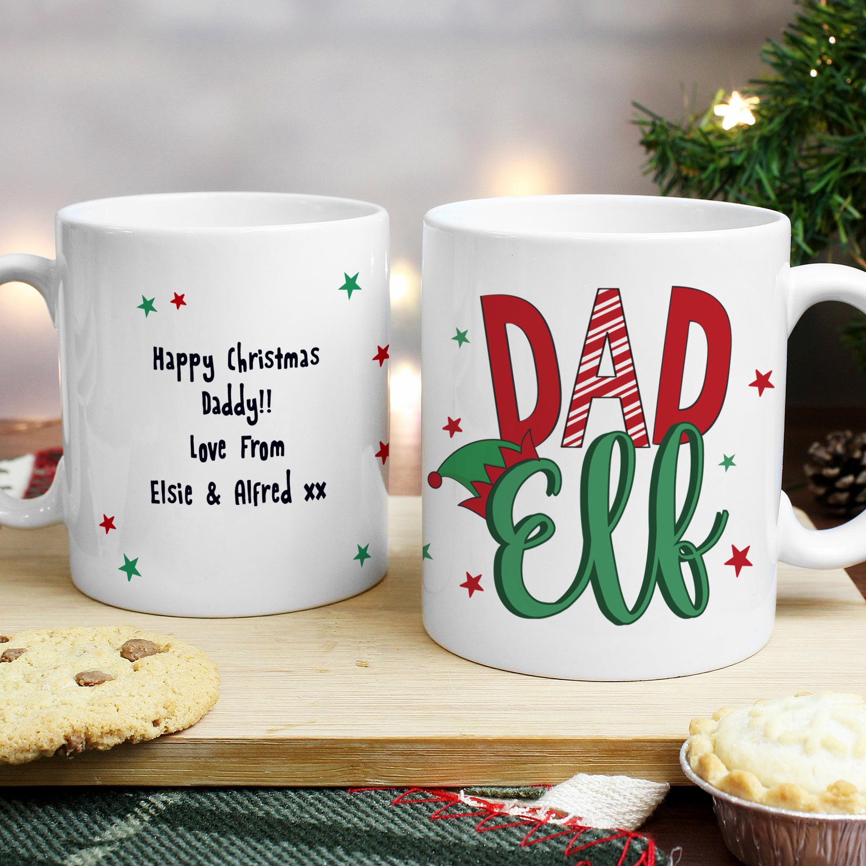 Personalised Dad Elf Christmas Mug