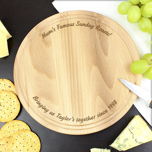 Personalised Any Message Round Chopping Board